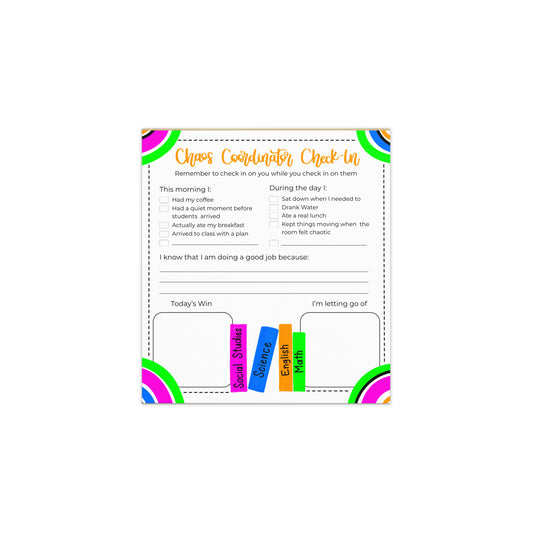 Chaos Coordinator Check-In Notepad
