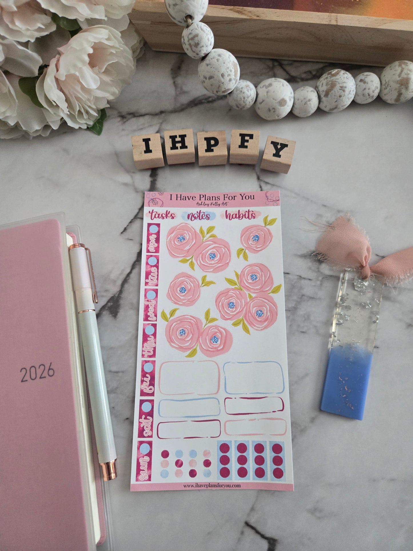 Pink Rose Hobonichi Weeks Stickers