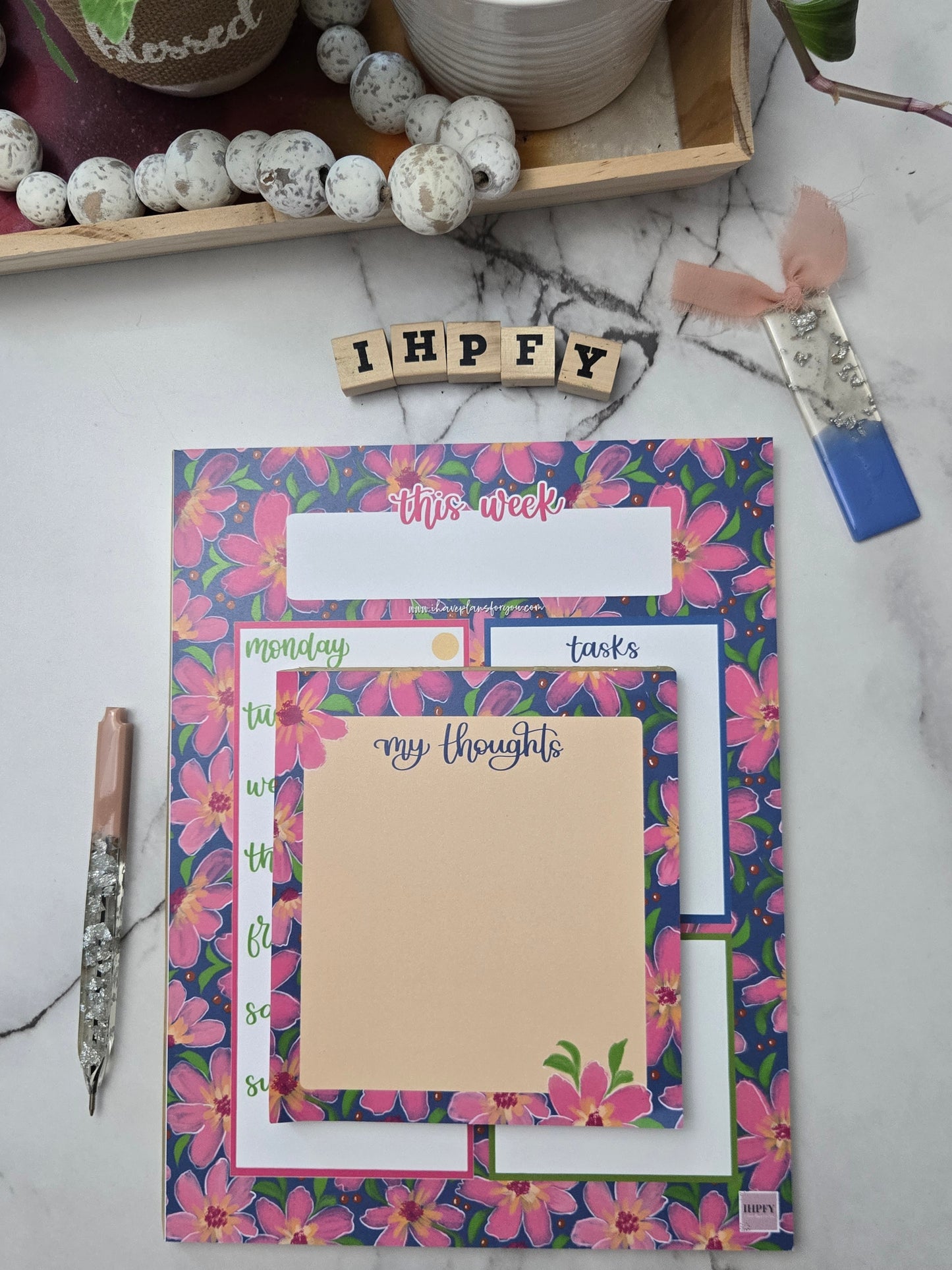 Berry Floral Burst Weekly Planner Pad