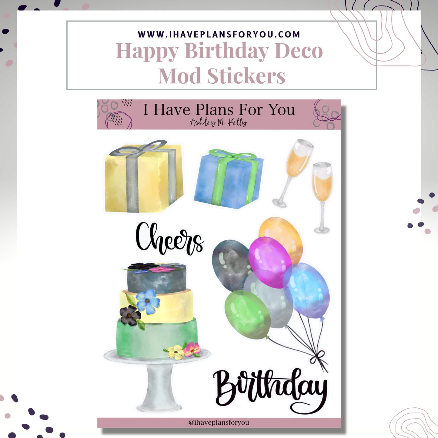 Happy Birthday Deco Sticker Sheet Cute Stickers for Planners Journals Paper Craft Stickers Celebration Sticker Planner Deco